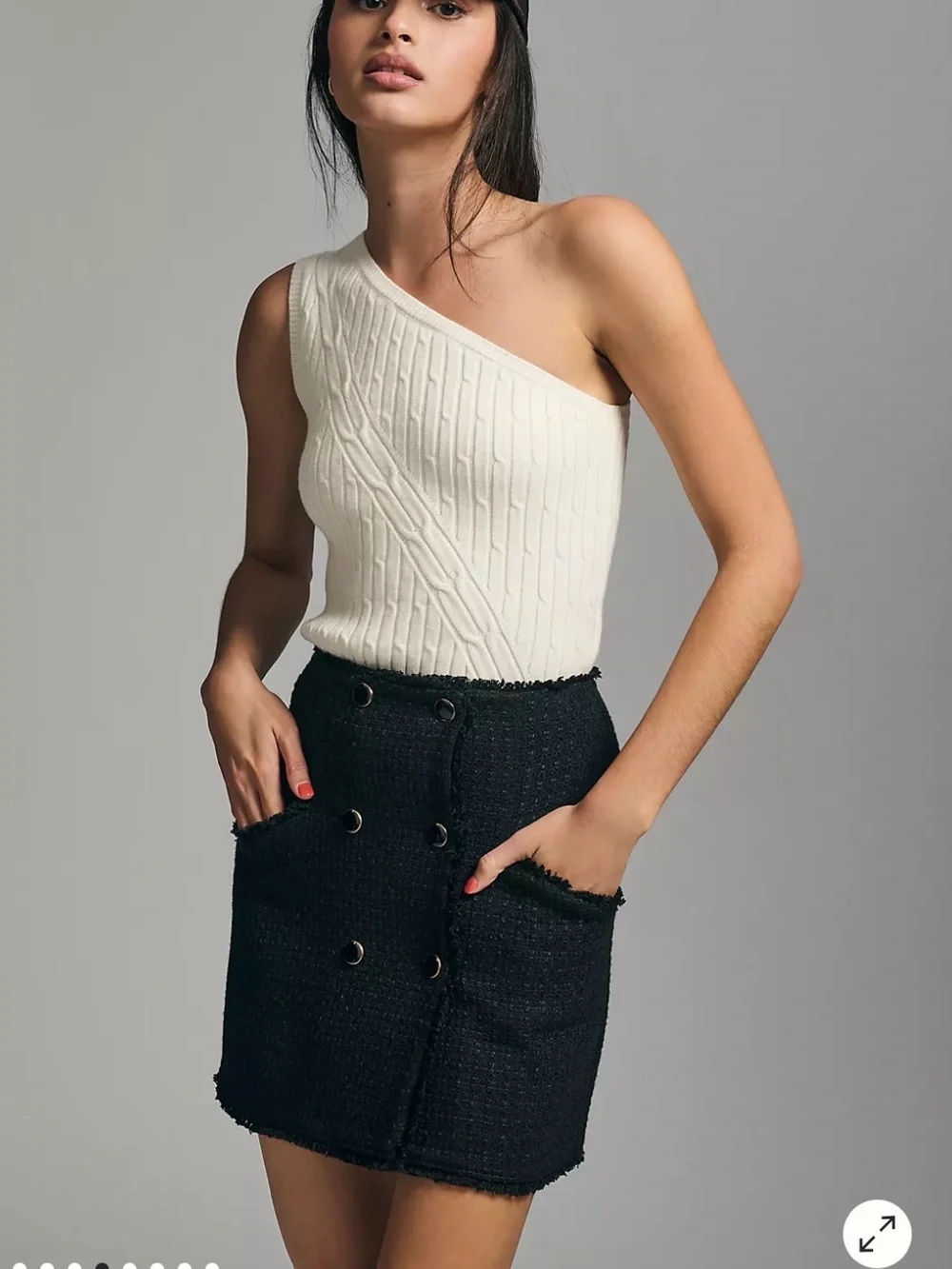 Anthropology Maeve Preppy Academia Collegiate Black Mini Tweed Skirt